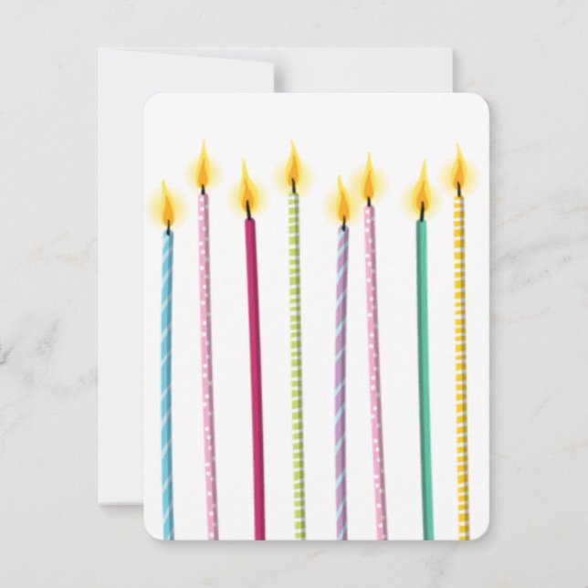 Birthday-Vorlage für lange farbige Kerzen Einladung (Vorderseite)