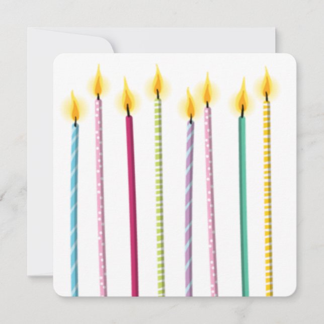 Birthday-Vorlage für lange farbige Kerzen Einladung (Vorderseite)