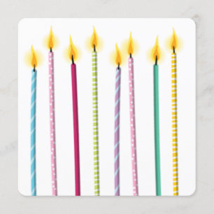 Birthday-Vorlage für lange farbige Kerzen Einladung