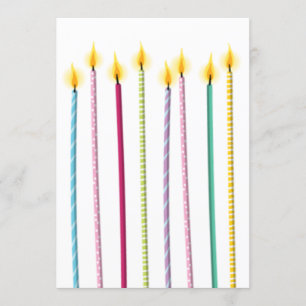 Birthday-Vorlage für lange farbige Kerzen Einladung