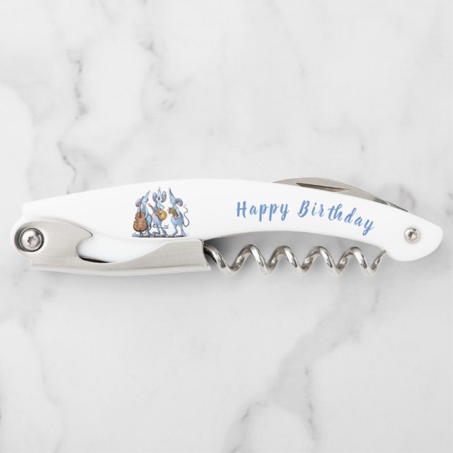 Birthday Waiter's Corkscrew Musical Mouse Band Kellnermesser (Vorderseite)