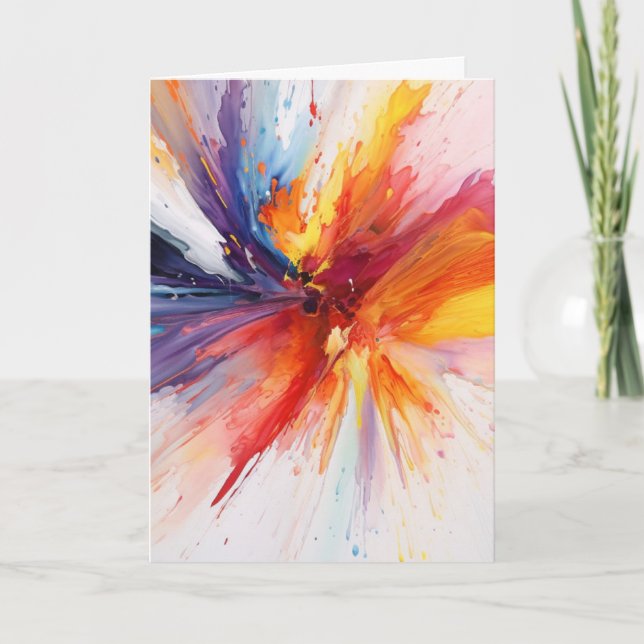 Birthday Watercolor Abstrakt Karte (Vorderseite)