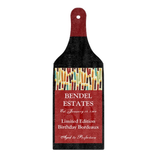 Birthday Wein Flasche Glas Cutting Board Schneidebrett (Vorderseite)