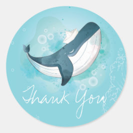 Birthday Whale Vielen Dank Runder Aufkleber