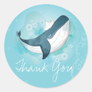 Birthday Whale Vielen Dank Runder Aufkleber