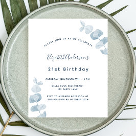 Birthday white blue eucalyptus budget ausschreibun flyer