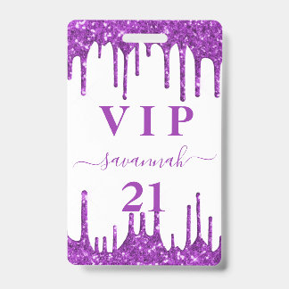 Birthday White lila Glitzer Tropfens Vip Einladung Ausweis