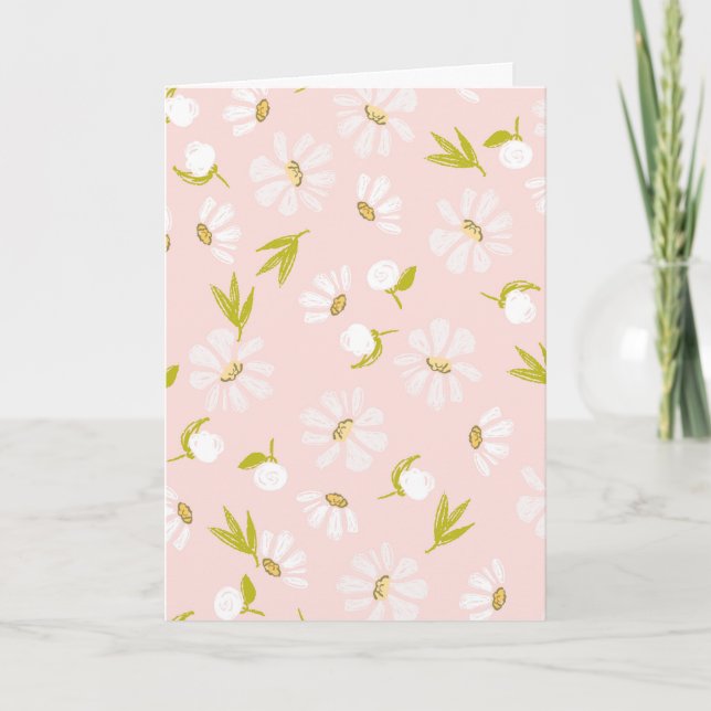 Birthday White Watercolor Daisies Karte (Vorderseite)