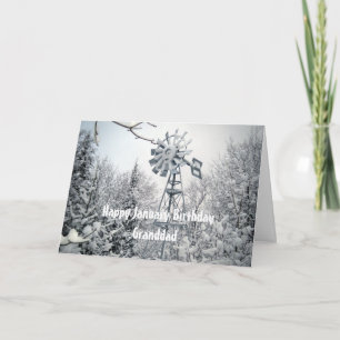 Birthday-Windmill-Schnee-Szene von Grandad im Janu Karte