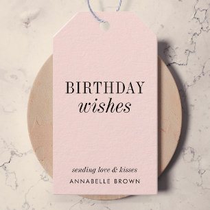 Birthday Wises   Einfache Rosa Weibchen Mädchen Geschenkanhänger