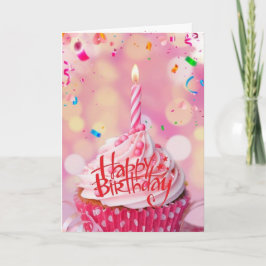Birthday Wish Cup Cake Pink Grußkarte Karte
