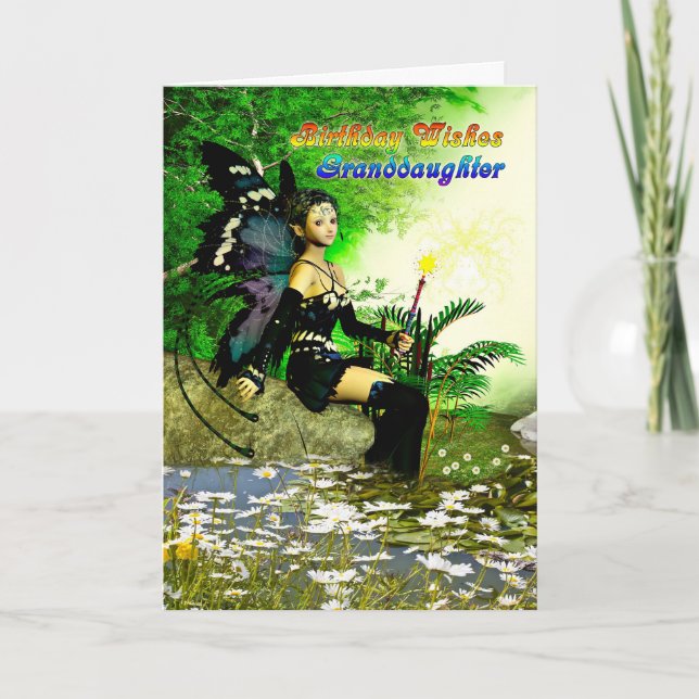 Birthday wishes for a Granddaughter from a fairy Karte (Vorderseite)
