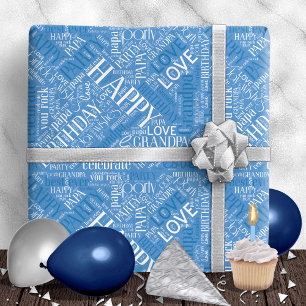 Birthday Word Cloud Grandpa Blue ID276 Geschenkpapier
