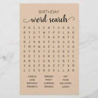 Birthday Word Suchspiel Geburtstagsparty