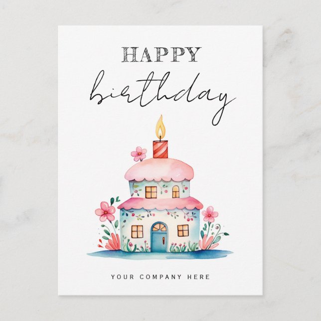 Birthday wünscht Birthday Cake House Realty Postkarte (Vorderseite)
