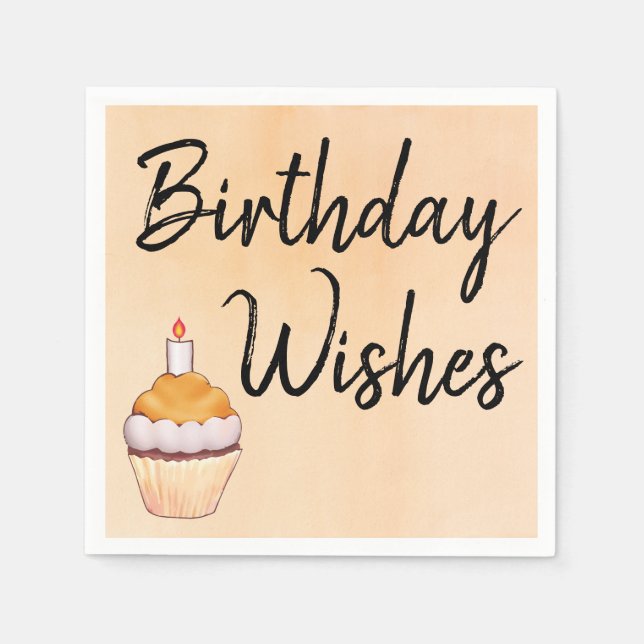 Birthday wünscht Cupcake Orange Wasserfarbe Serviette (Vorderseite)