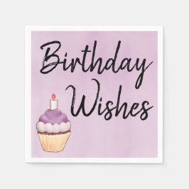 Birthday wünscht Lila Cupcake Serviette