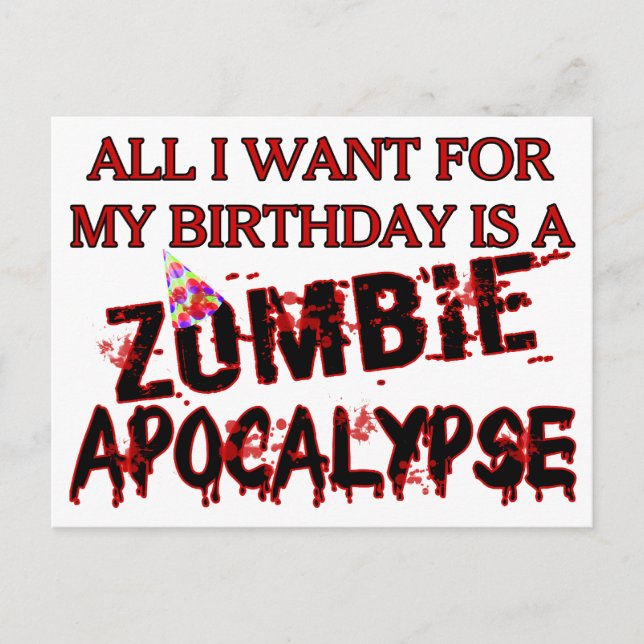 Birthday Zombie Apokalypse Postkarte (Vorderseite)