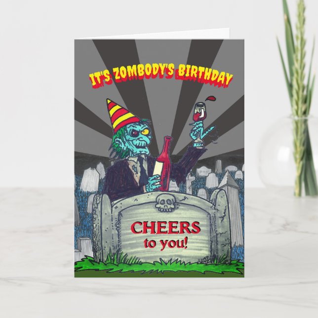 Birthday Zombie CHEERS! Card Karte (Vorderseite)