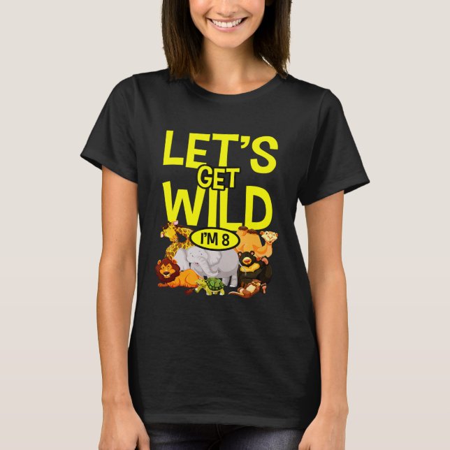 Birthday Zoo Animals Safari 8 Jahre Alter Wilder J T-Shirt (Vorderseite)