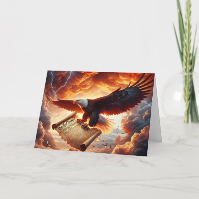 BirthdayBald Adler mit der Verfassung in die Höhe  Karte (Vorderseite)