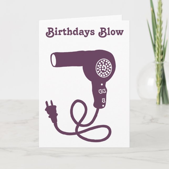 Birthdays Blow benutzerdefinierte Meldung lila Haa Karte (Vorderseite)