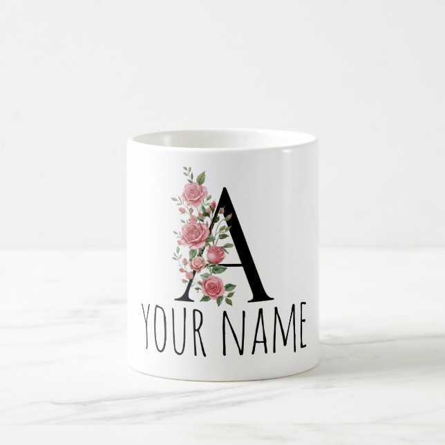 BirthFlower Monogram Letter  Name Mug Kaffeetasse (Mittel)
