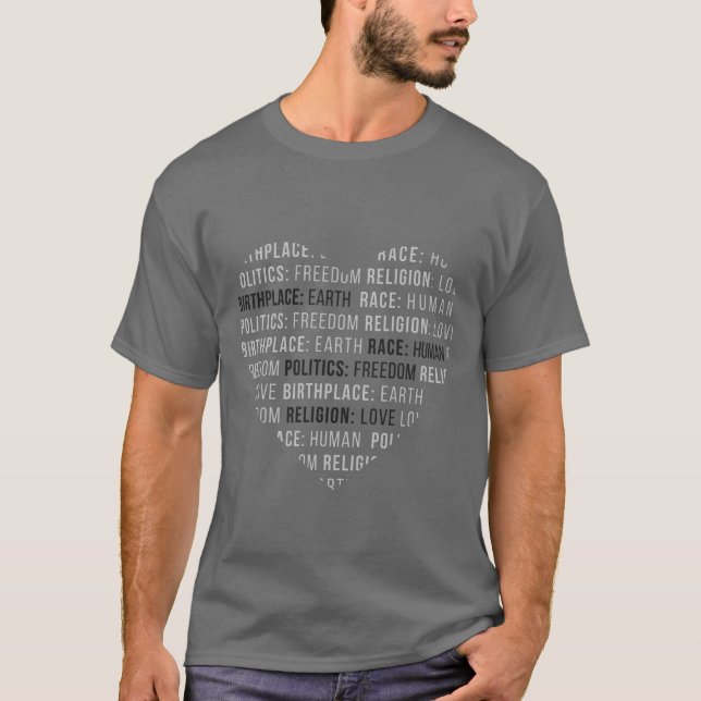 Birthplace Earth Religion Liebe Herz T-Shirt (Vorderseite)