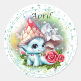 Birthstone April Diamond Dragon Sticker