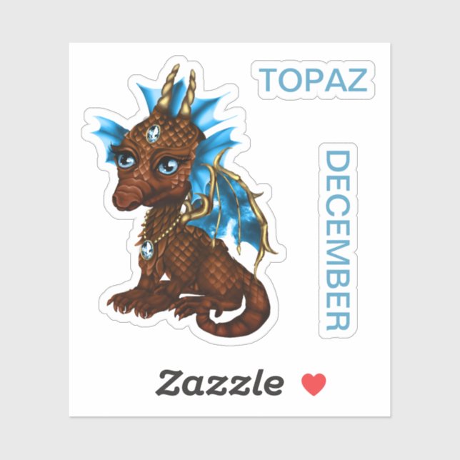 Birthstone Baby Dragon Dezember Topaz Aufkleber (Blatt)