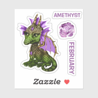 Birthstone Baby Dragon Februar Amethyst Aufkleber