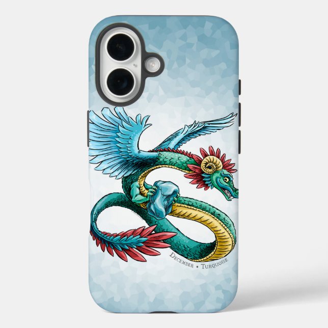 Birthstone-Drache vom Dezember: Türkisverräter iPhone 16 Hülle (Rückseite)