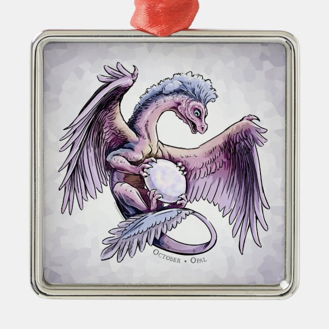 Birthstone-Drache vom Oktober: Opal Ornament Aus Metall (Vorne)