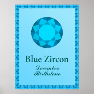 Birthstone Illustration für Dezember - Blue Zircon Poster