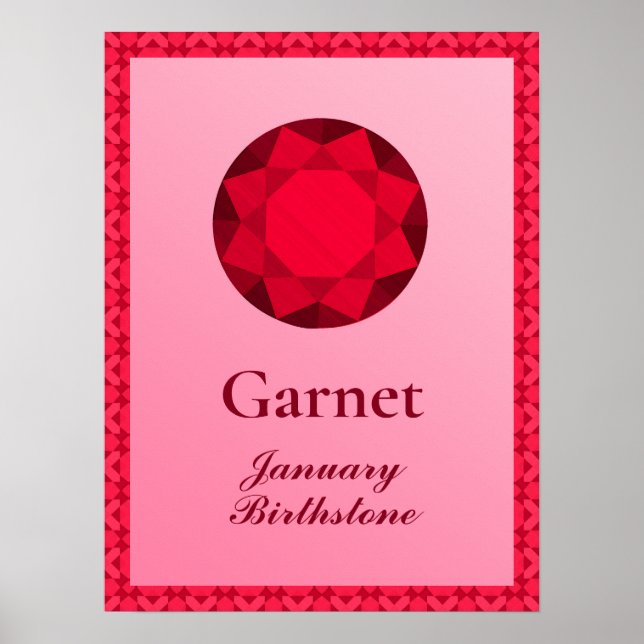 Birthstone Illustration für Januar - Garnet Poster (Vorne)