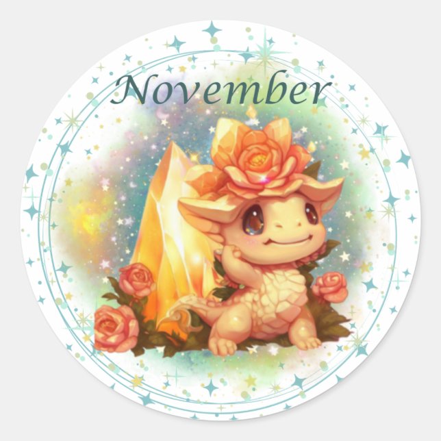 Birthstone November Topaz Dragon Sticker (Vorderseite)
