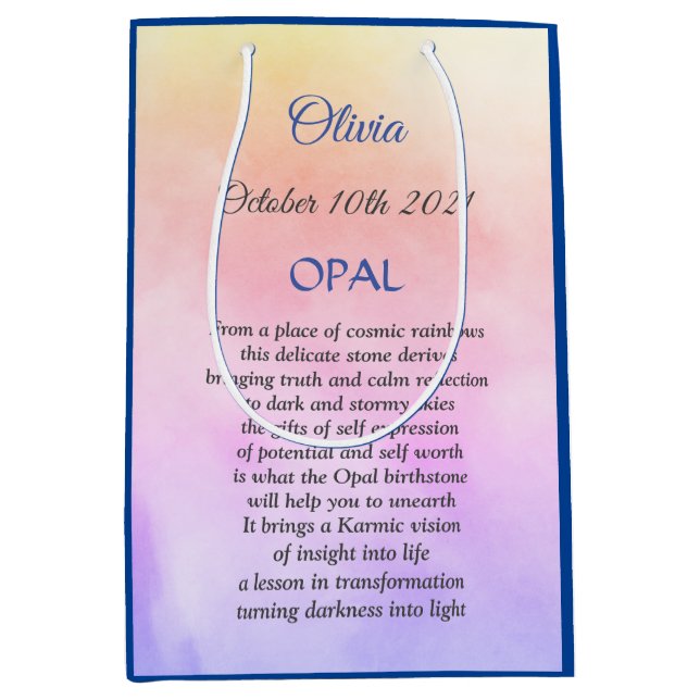 Birthstone Opal Gedicht  Mittlere Geschenktüte (Vorderseite)