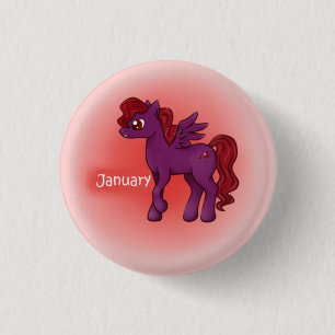 Birthstone Pegasus Pony Januar/Granat Button