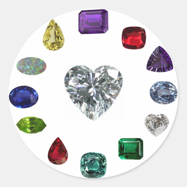 Birthstone Runder Aufkleber (Vorderseite)