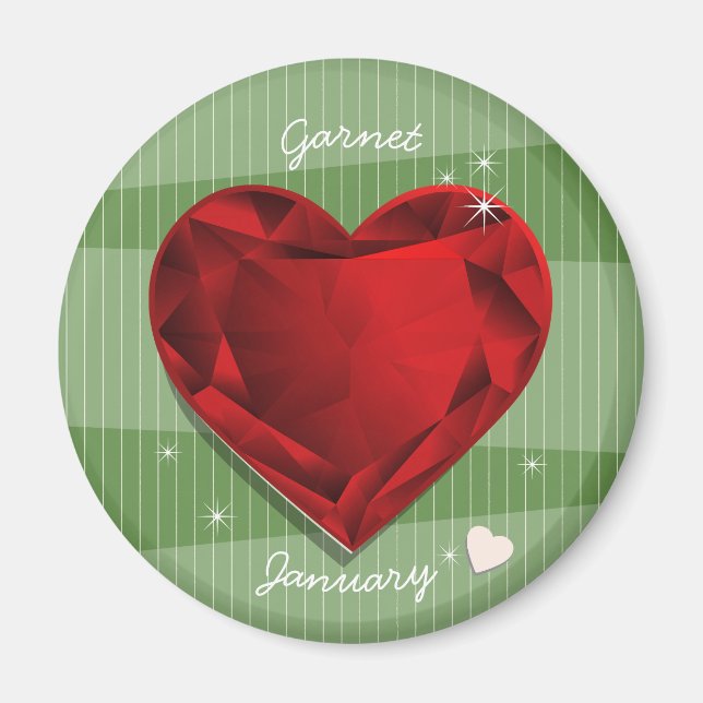Birthstones January Garnet Red Heart Magnet (Vorne)