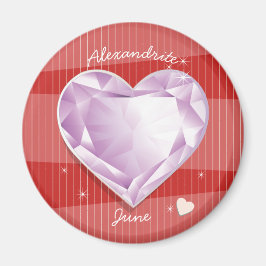 Birthstones June Alexandrite Pink Purple Heart Magnet