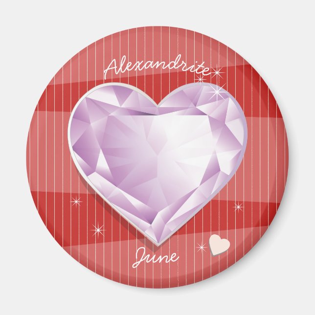 Birthstones June Alexandrite Pink Purple Heart Magnet (Vorne)