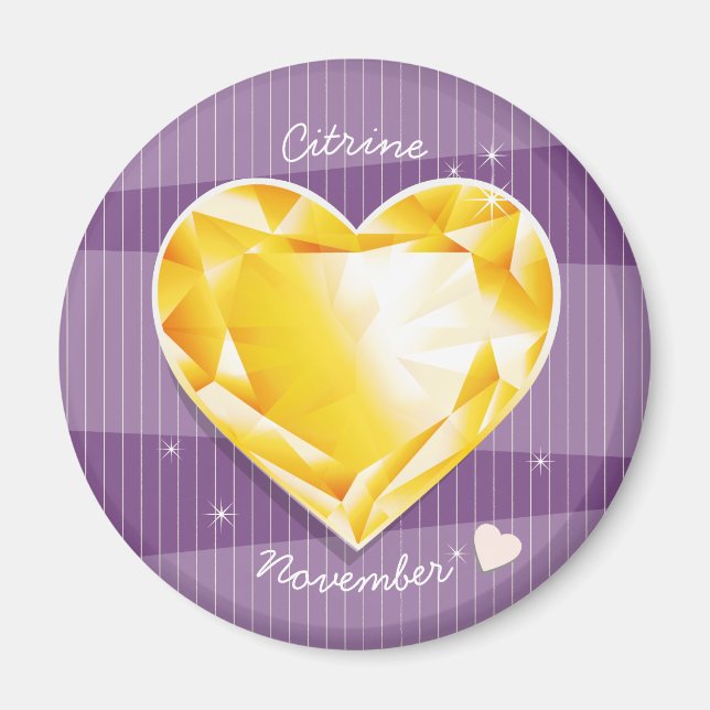 Birthstones November Citrine Golden yellow Heart Magnet (Vorne)