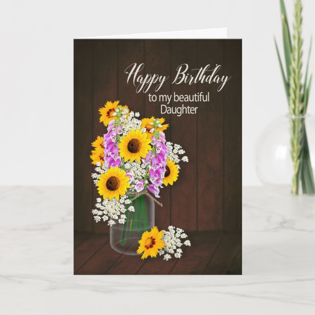 BIRTHTAG - MEIN DAUGHTER - BLUME/VASE KARTE (Vorderseite)