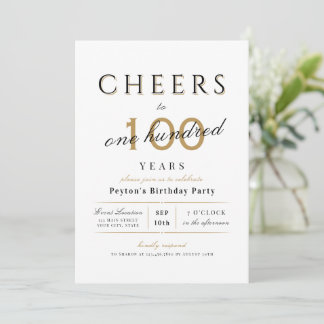Bis 100 Jahre eleganter, moderner, klassischer Geb Einladung