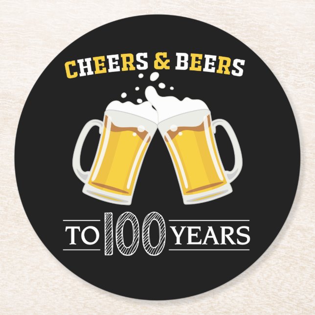 Bis 100 Jahre Käse und Bier Runder Pappuntersetzer (Vorderseite)