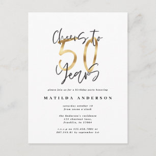 Bis 50 Jahre Schwarz und Gold modern stilvoll Postkarte