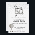 Bis 50 Jahre Silberwein aus Glitzer Einladung<br><div class="desc">This design was created though digital art. It may be personalized in the area provide or customizing by choosing the click to customize further option and changing the name, initials or words. You may also change the text color and style or delete the text for an image only design. Kontakt...</div>