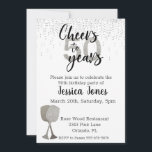 Bis 50 Jahre Silberwein aus Glitzer Einladung<br><div class="desc">This design was created though digital art. It may be personalized in the area provide or customizing by choosing the click to customize further option and changing the name, initials or words. You may also change the text color and style or delete the text for an image only design. Kontakt...</div>