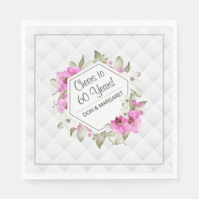 Bis 60 Jahre Diamond Geometric Pink Custom Serviette (Vorderseite)